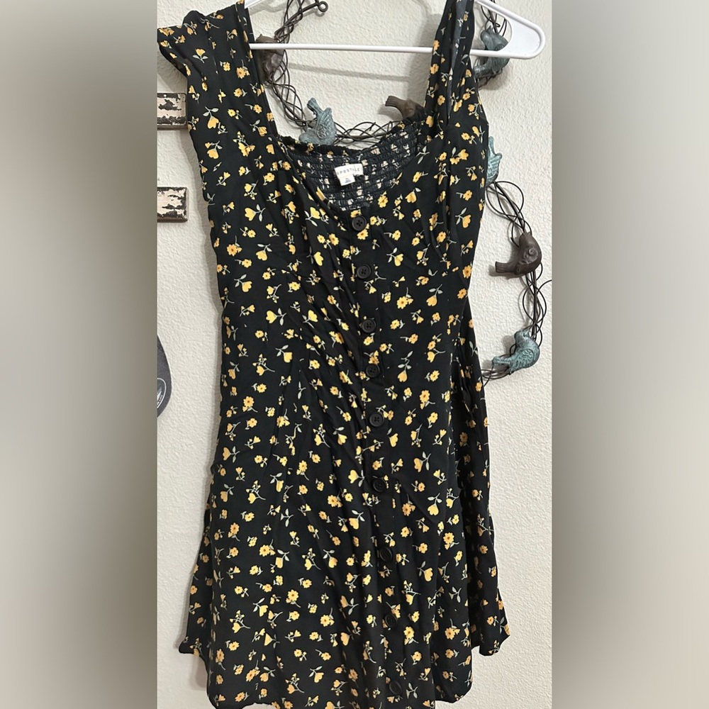 Square neck, floral, mini skater dress